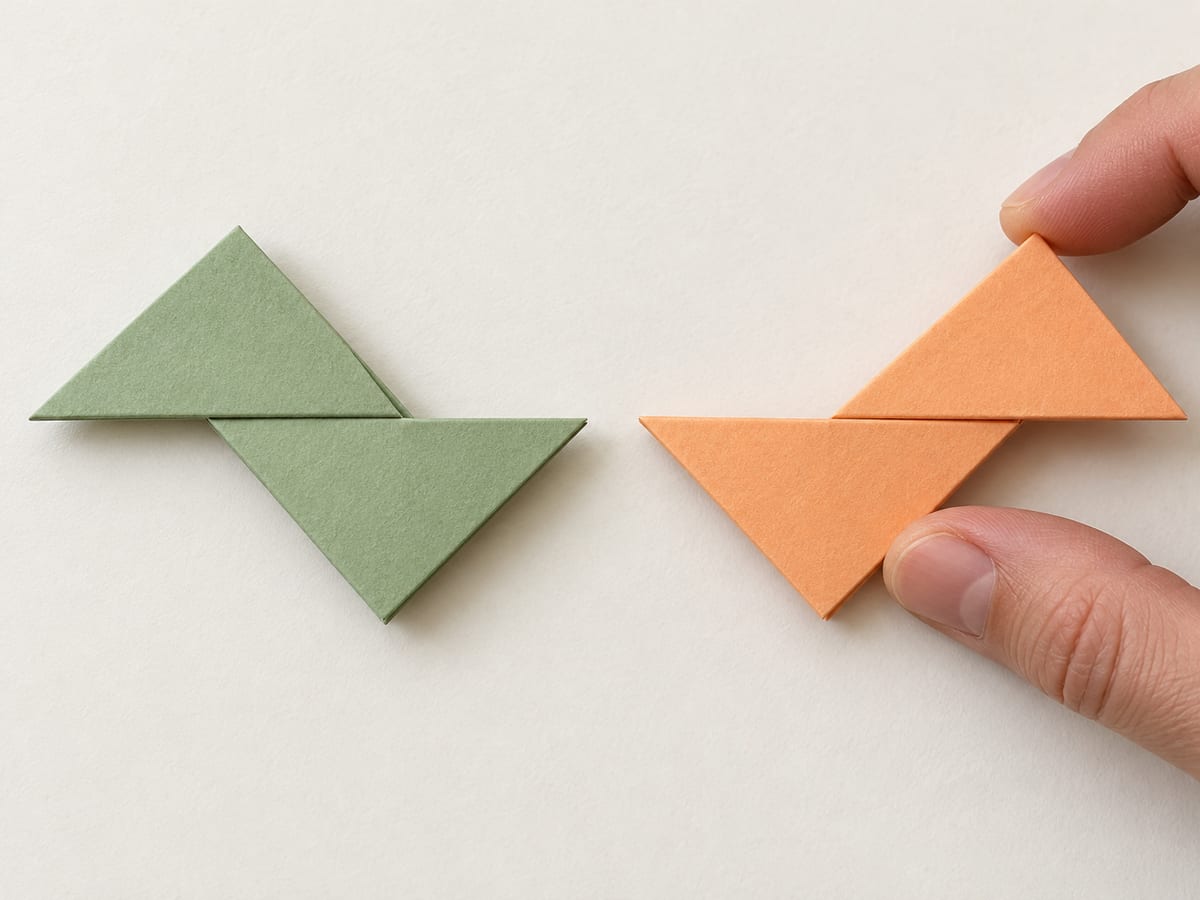 origami ninja star step 8: bend the second strip into the opposite zigzag, with its upper arm leftward and lower arm rightward, hands visible